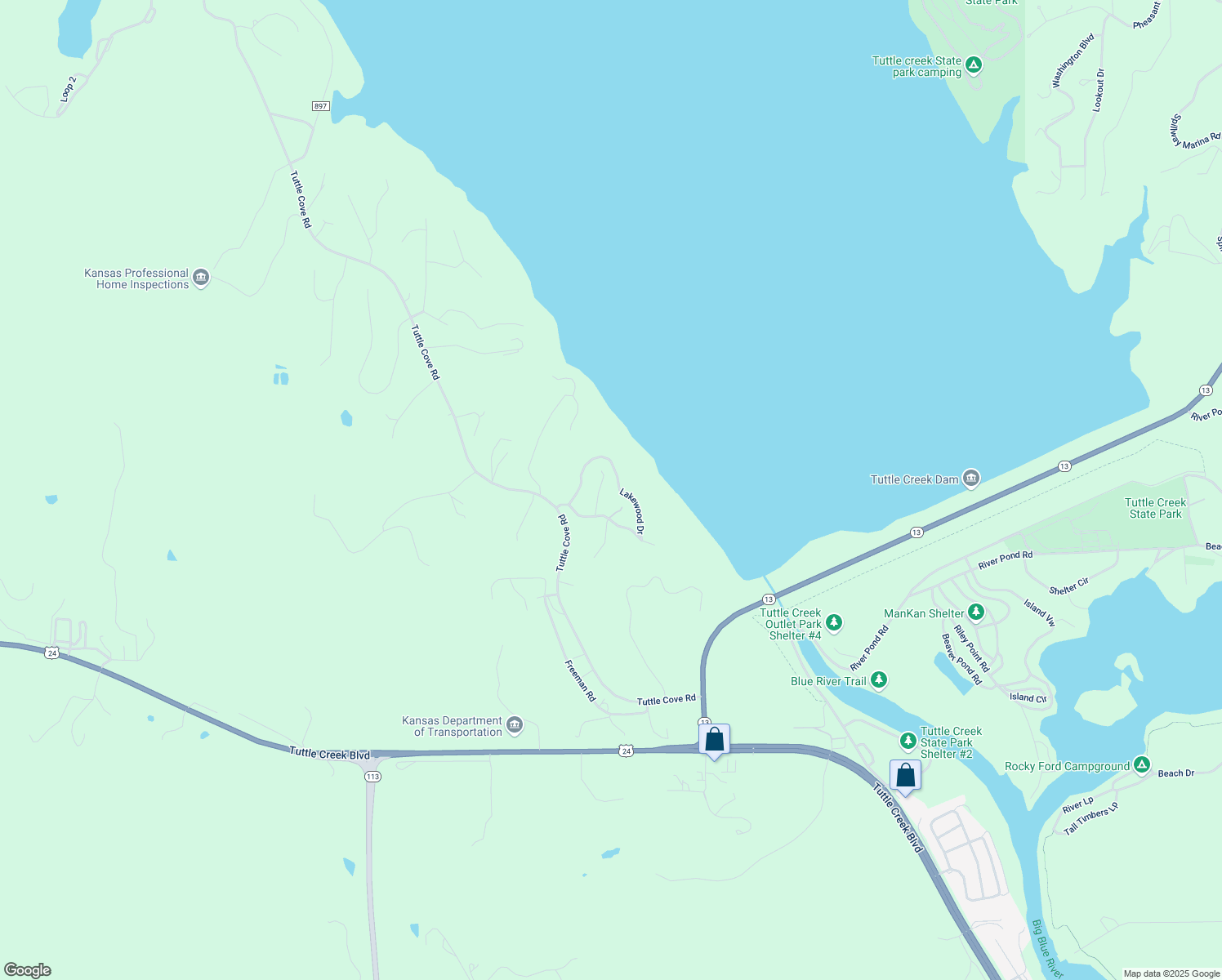 map of restaurants, bars, coffee shops, grocery stores, and more near 5006 Lakewood Drive in Manhattan