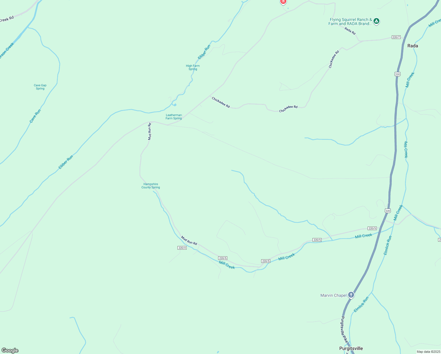 map of restaurants, bars, coffee shops, grocery stores, and more near in Purgitsville