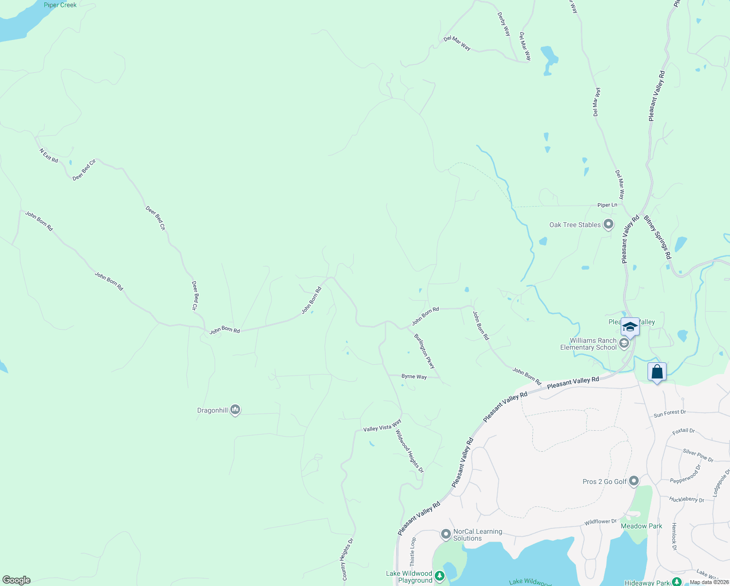 map of restaurants, bars, coffee shops, grocery stores, and more near 19994 John Born Road in Penn Valley