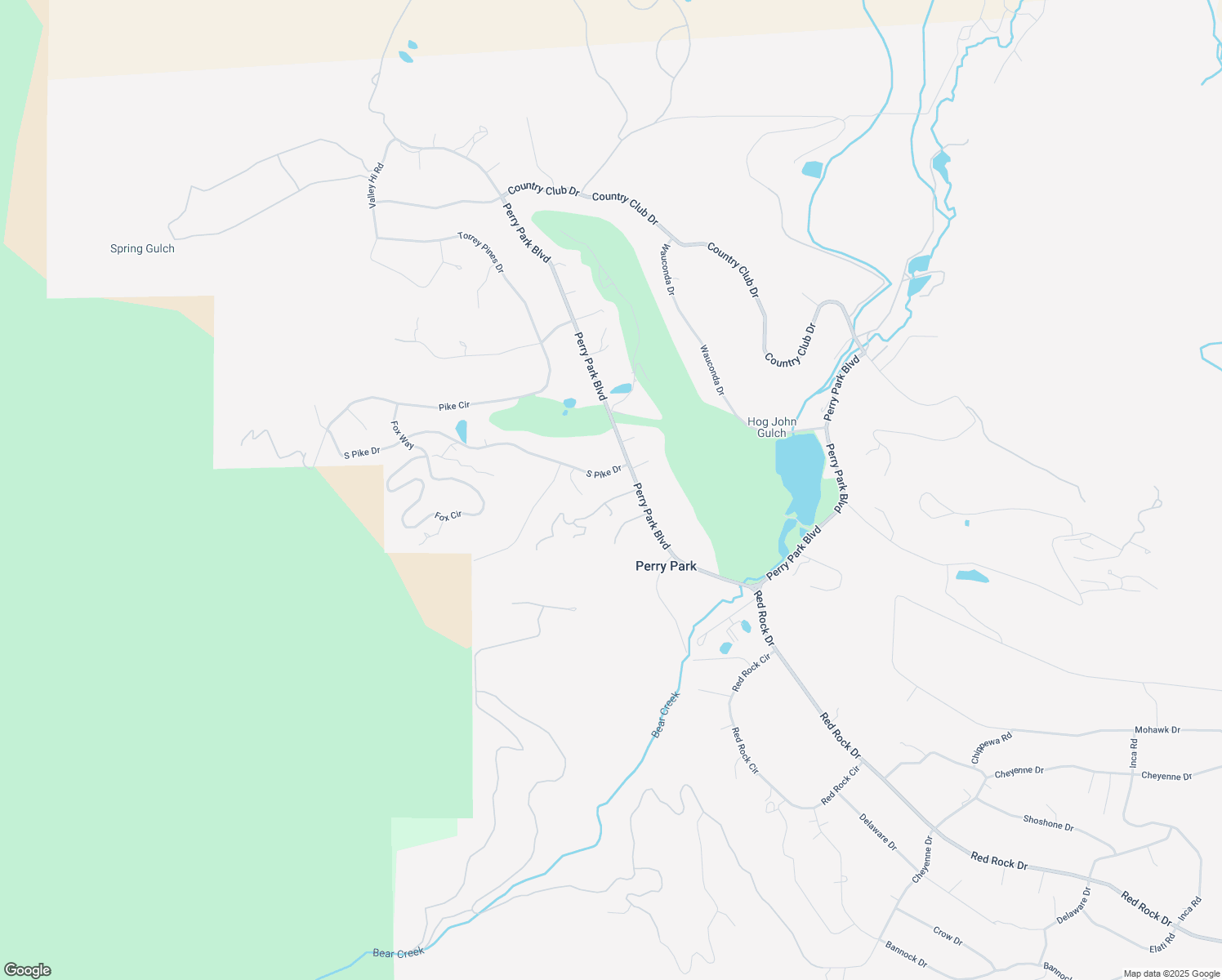 map of restaurants, bars, coffee shops, grocery stores, and more near 7045 Perry Park Boulevard in Larkspur