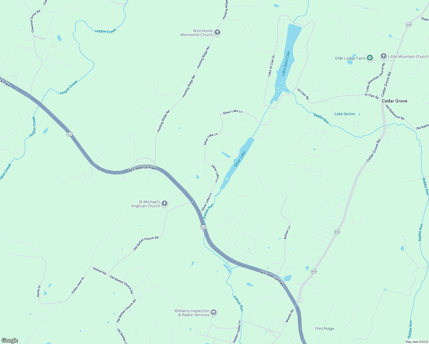 map of restaurants, bars, coffee shops, grocery stores, and more near 247 Silver Lake Lane in Winchester