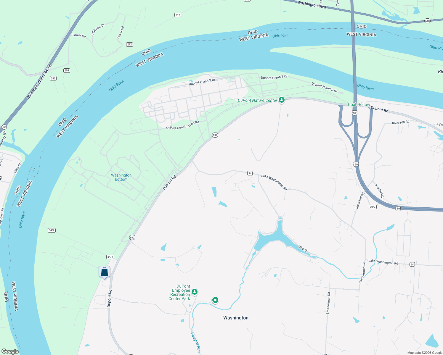map of restaurants, bars, coffee shops, grocery stores, and more near 5 Lake Washington Rd in Washington