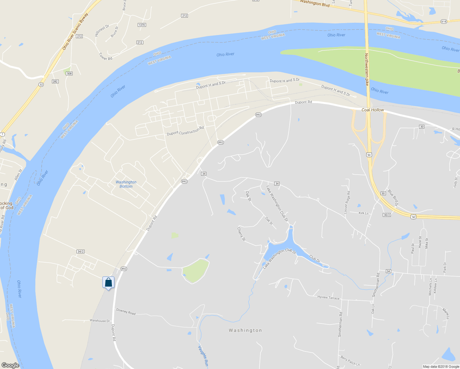 map of restaurants, bars, coffee shops, grocery stores, and more near 5 Lake Washington Rd in Washington