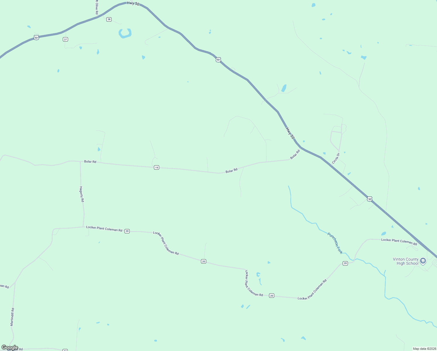 map of restaurants, bars, coffee shops, grocery stores, and more near 62000-62230 Bolar Road in McArthur