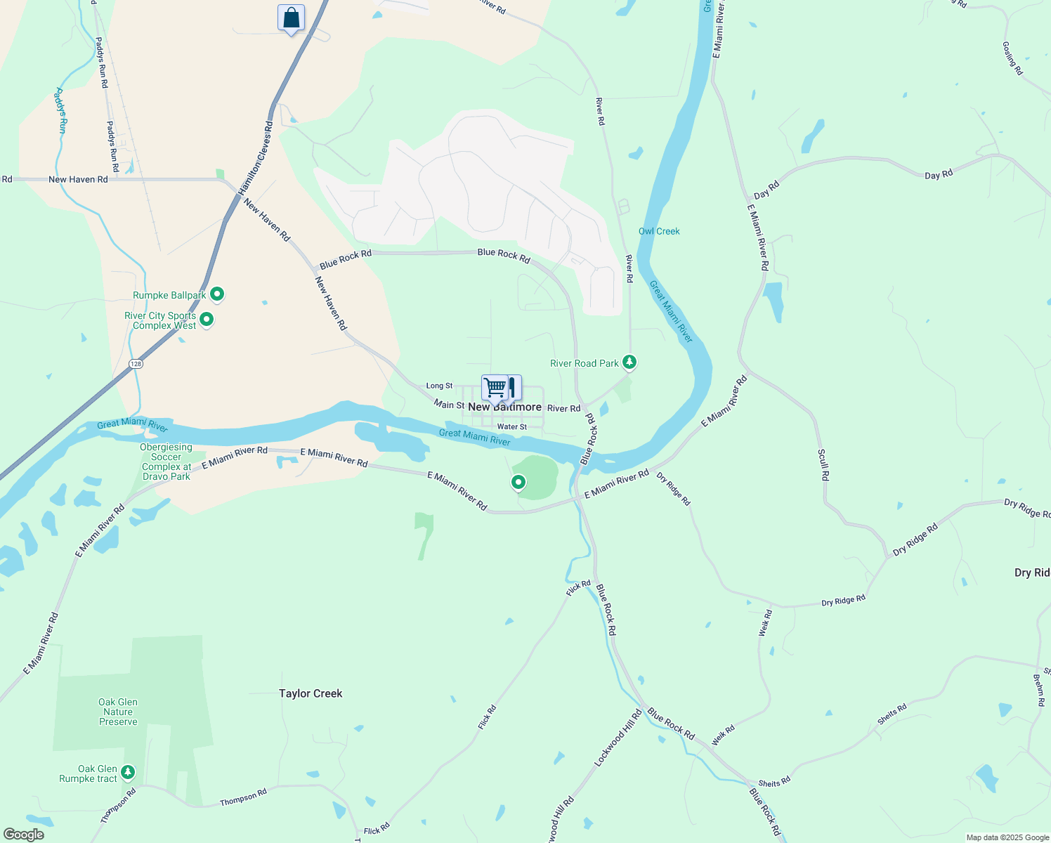map of restaurants, bars, coffee shops, grocery stores, and more near 6980 Water Street in Harrison