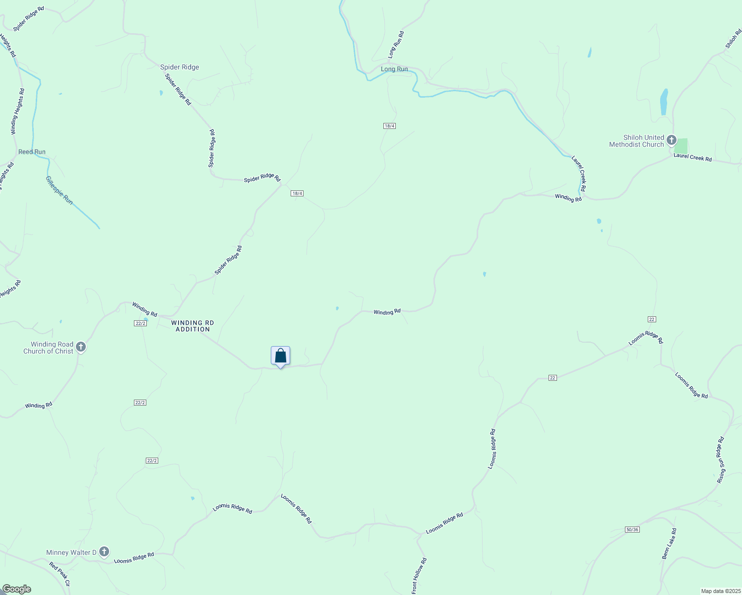 map of restaurants, bars, coffee shops, grocery stores, and more near 2515 Winding Road in Parkersburg