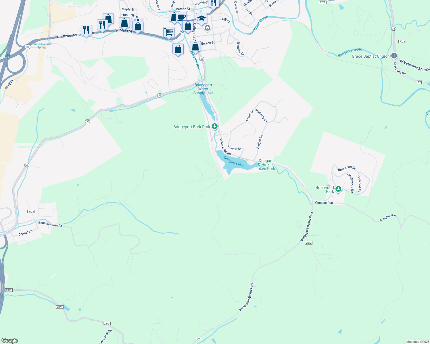 map of restaurants, bars, coffee shops, grocery stores, and more near 39 Timberbrook Ln in Bridgeport