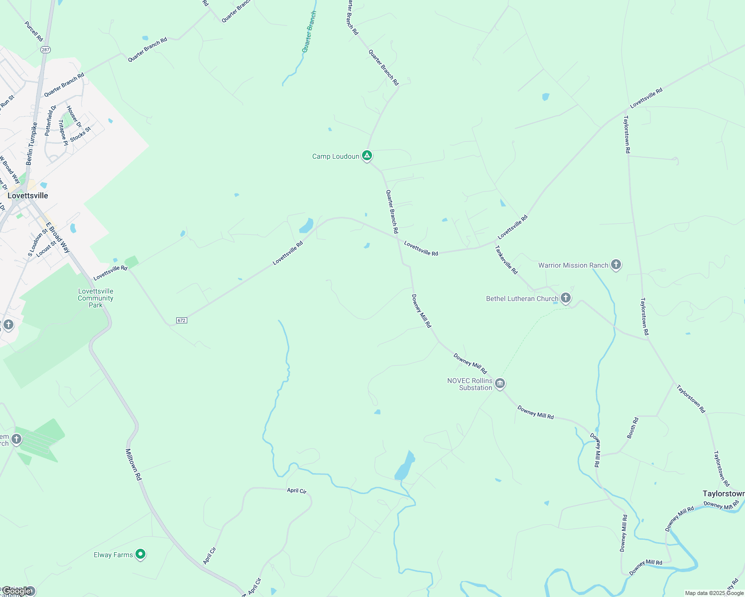map of restaurants, bars, coffee shops, grocery stores, and more near 40240 Quailrun Ct in Lovettsville