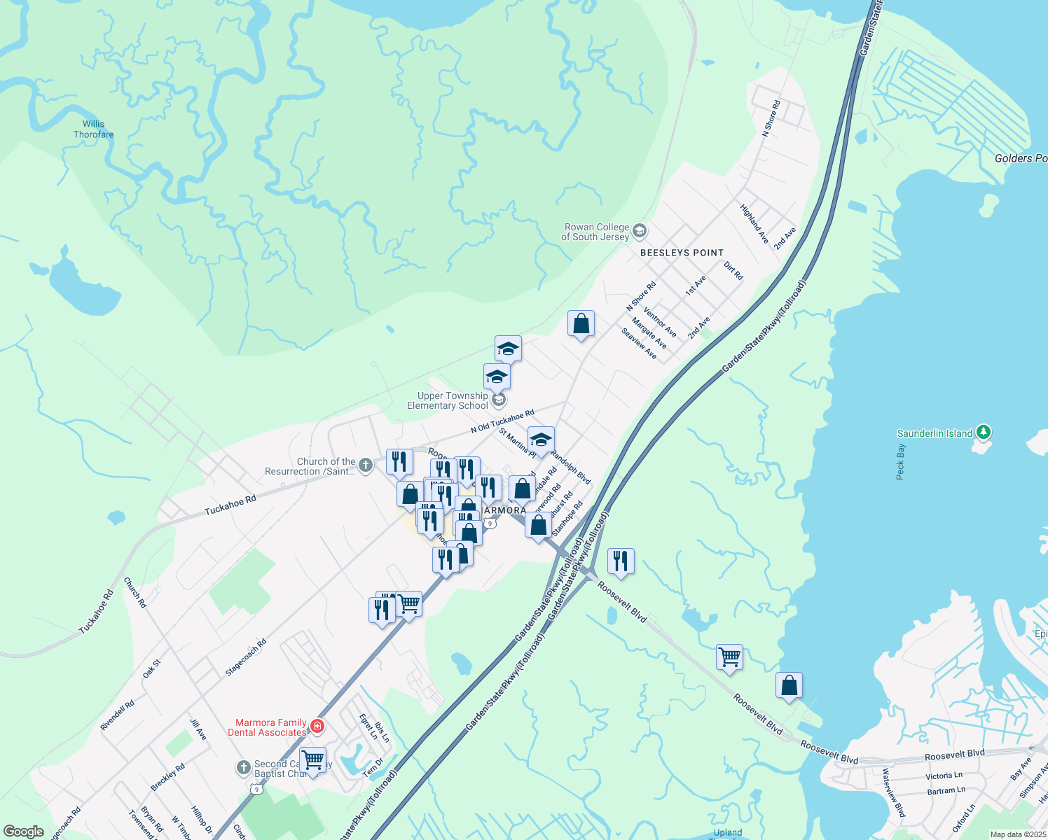 map of restaurants, bars, coffee shops, grocery stores, and more near 15 Saint Andrews Place in Marmora