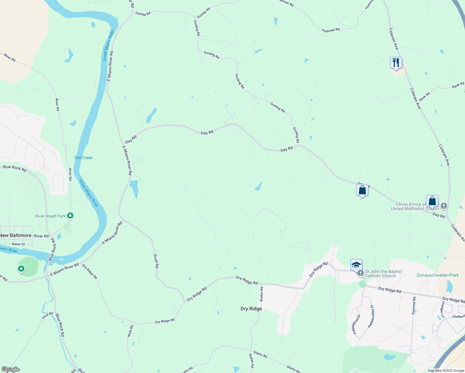 map of restaurants, bars, coffee shops, grocery stores, and more near in Hamilton County