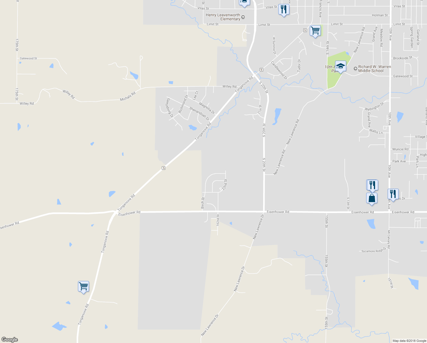 map of restaurants, bars, coffee shops, grocery stores, and more near 2124 Birch Street in Leavenworth