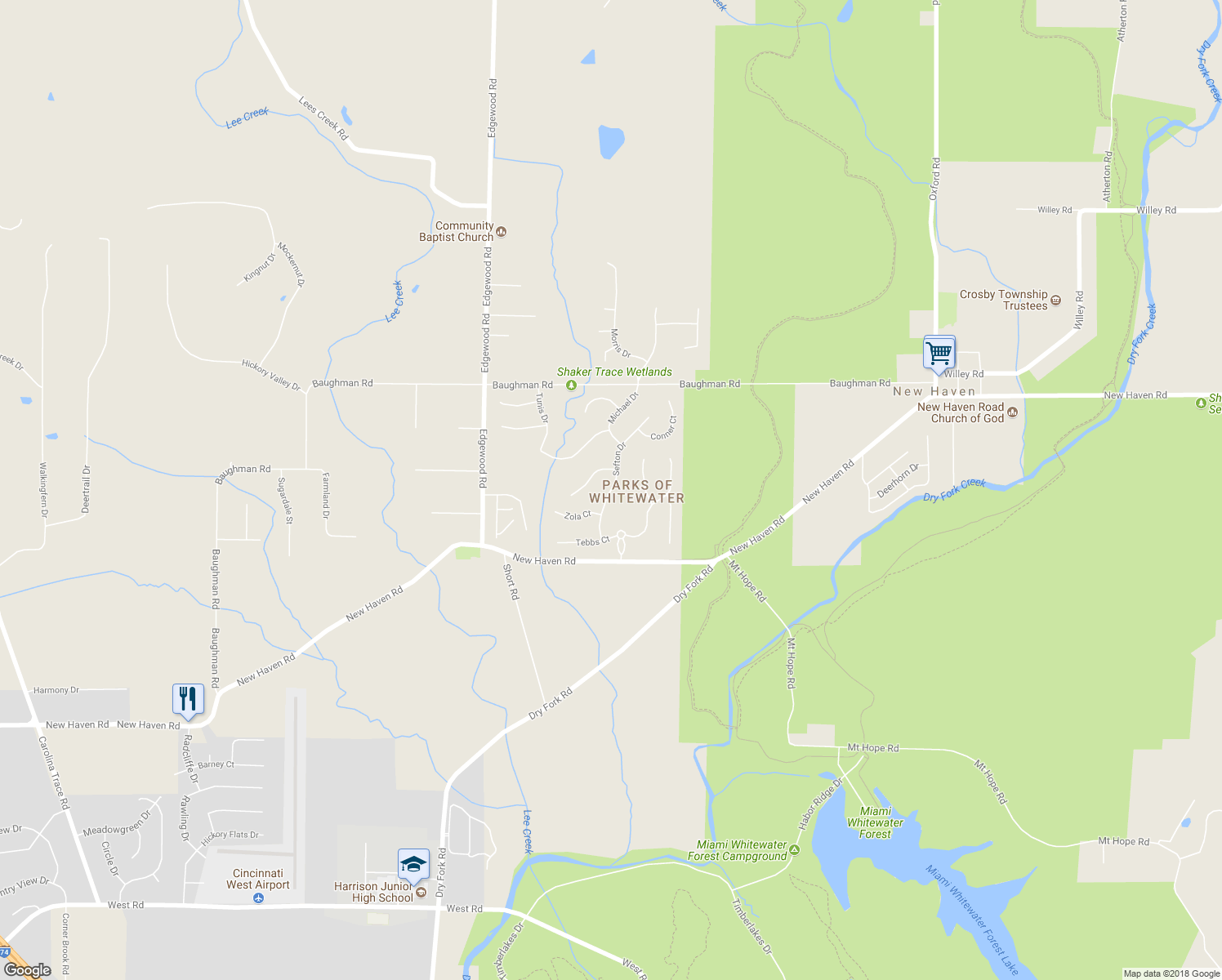 map of restaurants, bars, coffee shops, grocery stores, and more near 1617 Sefton Drive in Harrison