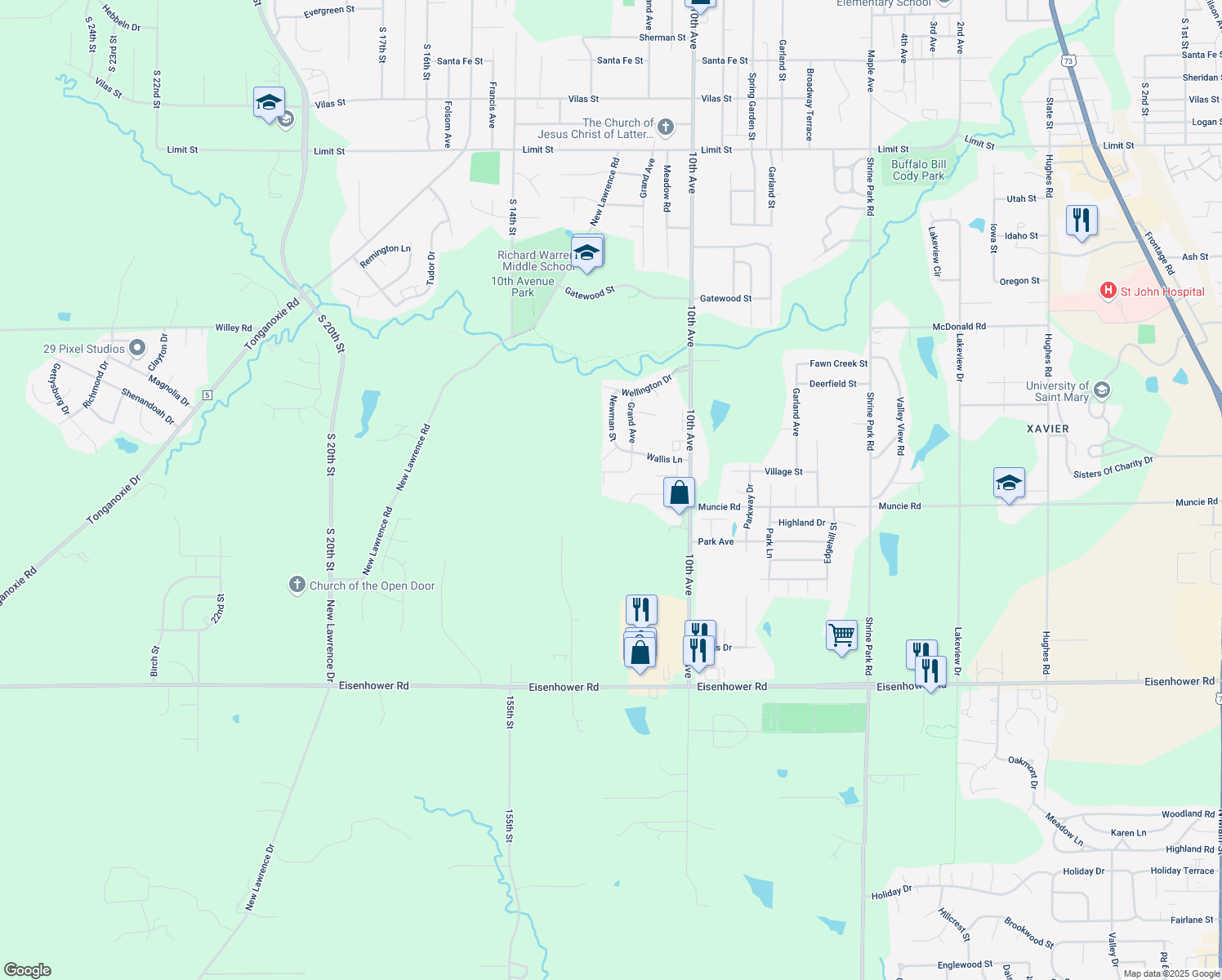 map of restaurants, bars, coffee shops, grocery stores, and more near 4411 Grand Ct in Leavenworth