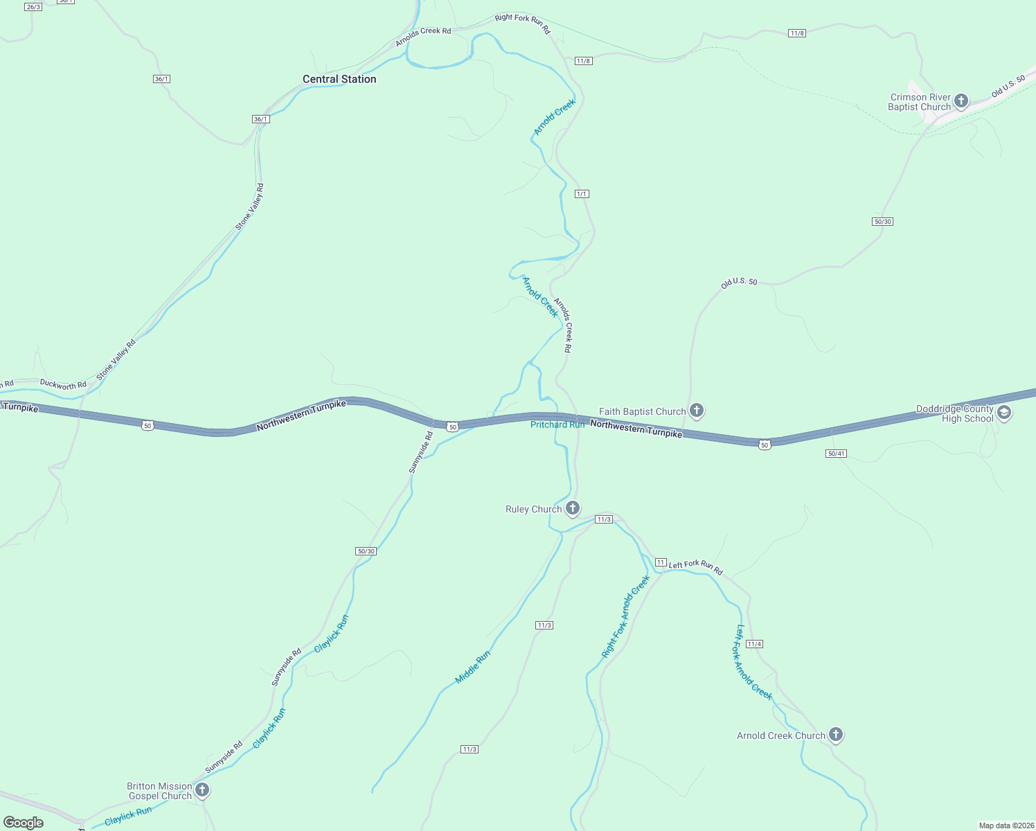 map of restaurants, bars, coffee shops, grocery stores, and more near U.S. 50 in West Union