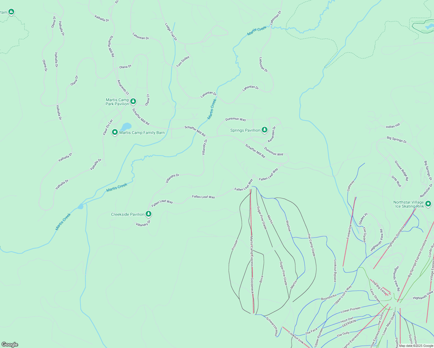map of restaurants, bars, coffee shops, grocery stores, and more near 8255 Ehrman Drive in Truckee