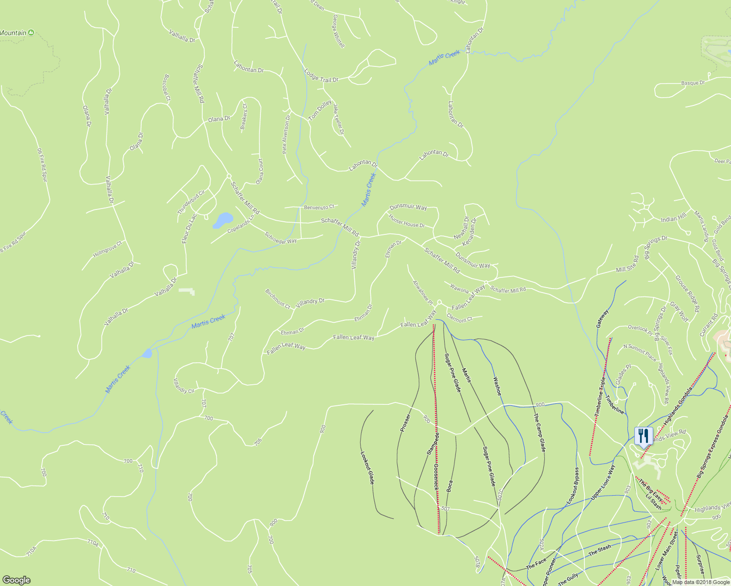 map of restaurants, bars, coffee shops, grocery stores, and more near 8255 Ehrman Drive in Truckee