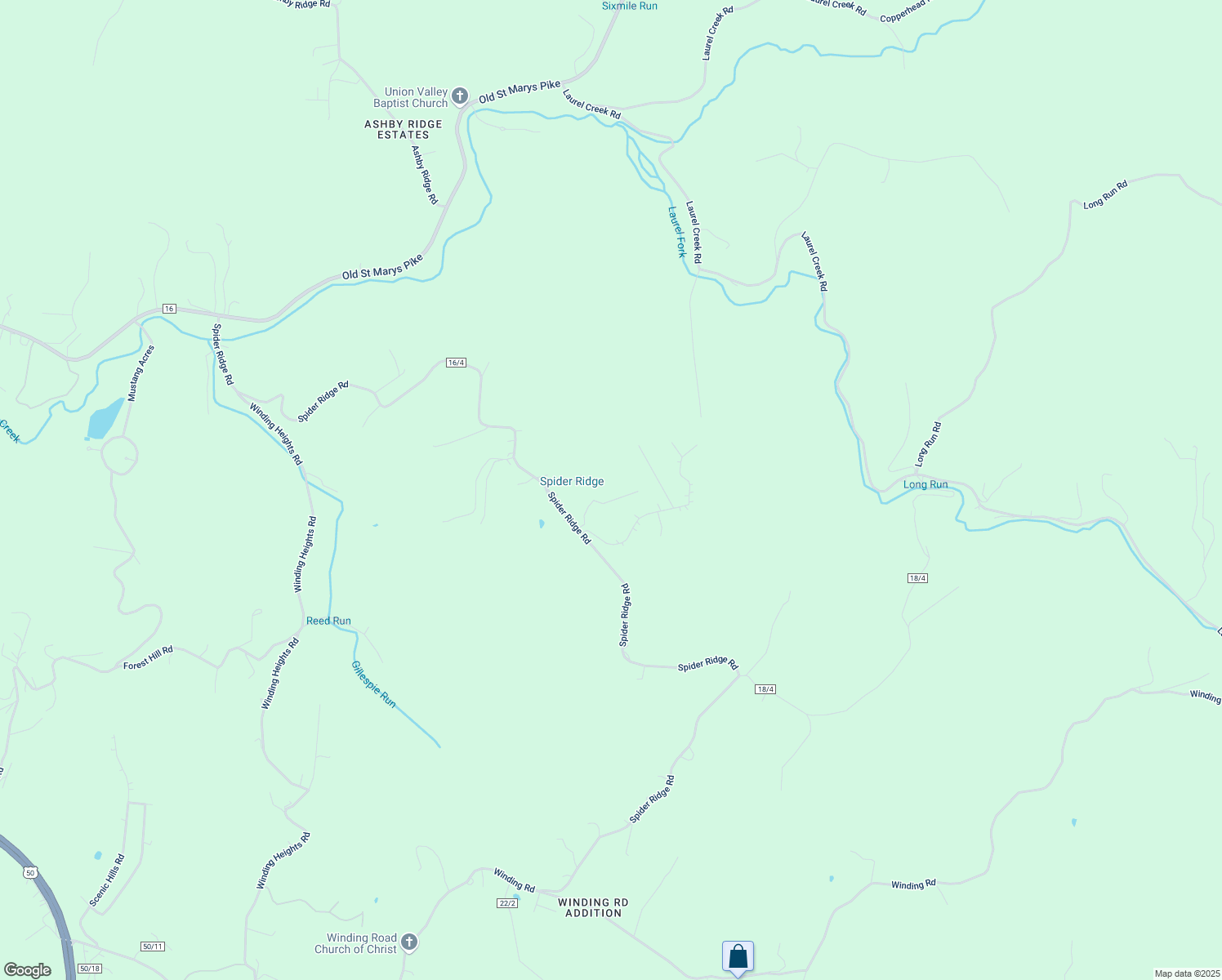 map of restaurants, bars, coffee shops, grocery stores, and more near 1-99 Falcon Heights Road in Parkersburg