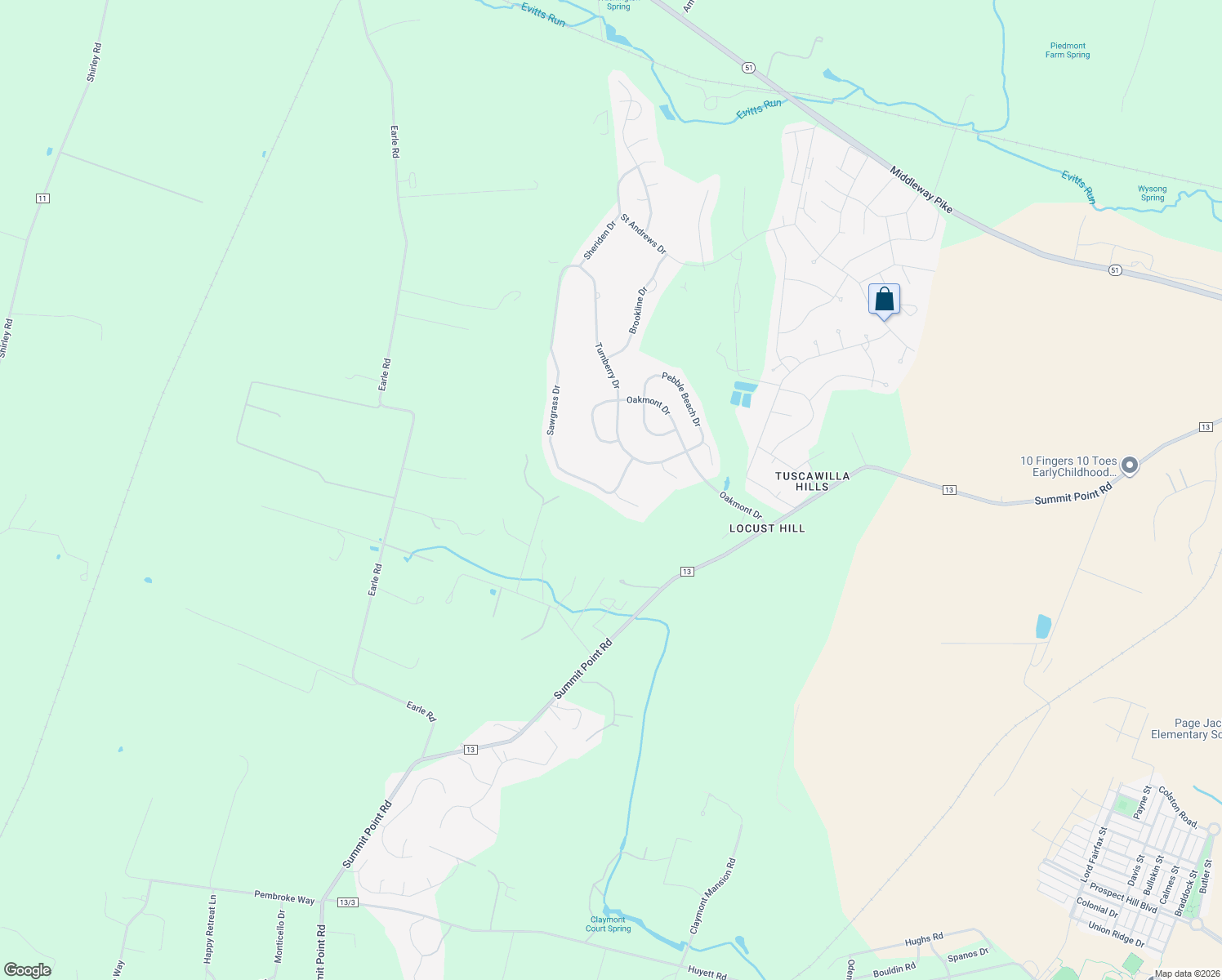 map of restaurants, bars, coffee shops, grocery stores, and more near 134 Sawgrass Drive in Charles Town
