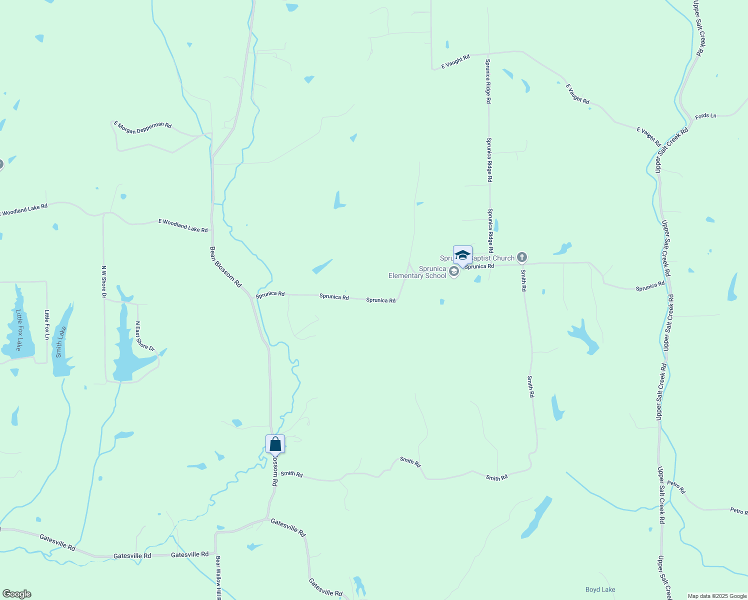 map of restaurants, bars, coffee shops, grocery stores, and more near 3224 Sprunica Rd in Nineveh