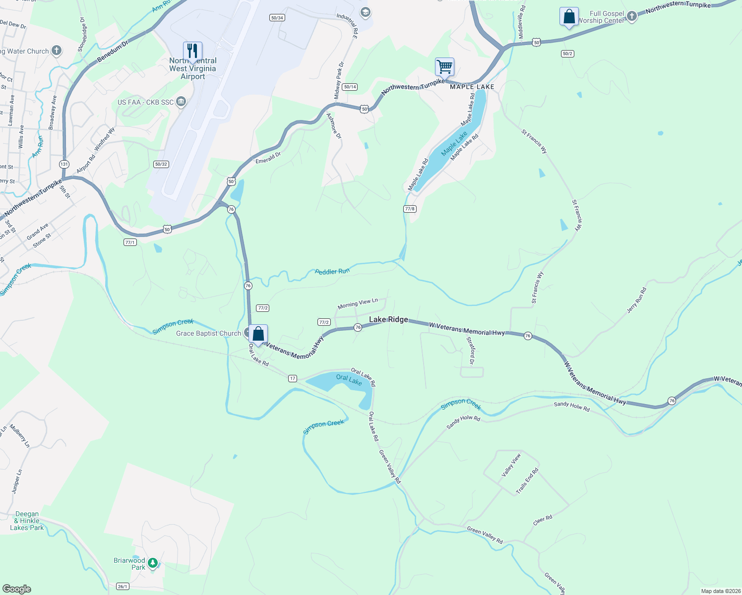 map of restaurants, bars, coffee shops, grocery stores, and more near 267 Morning View Lane in Bridgeport
