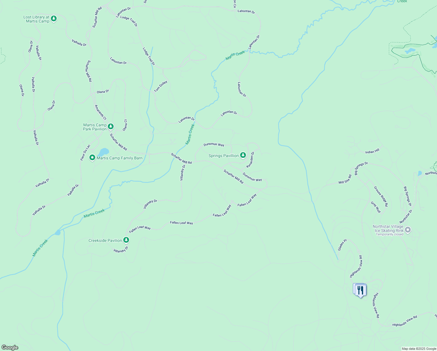 map of restaurants, bars, coffee shops, grocery stores, and more near 9636 Ahwahnee Place in Truckee
