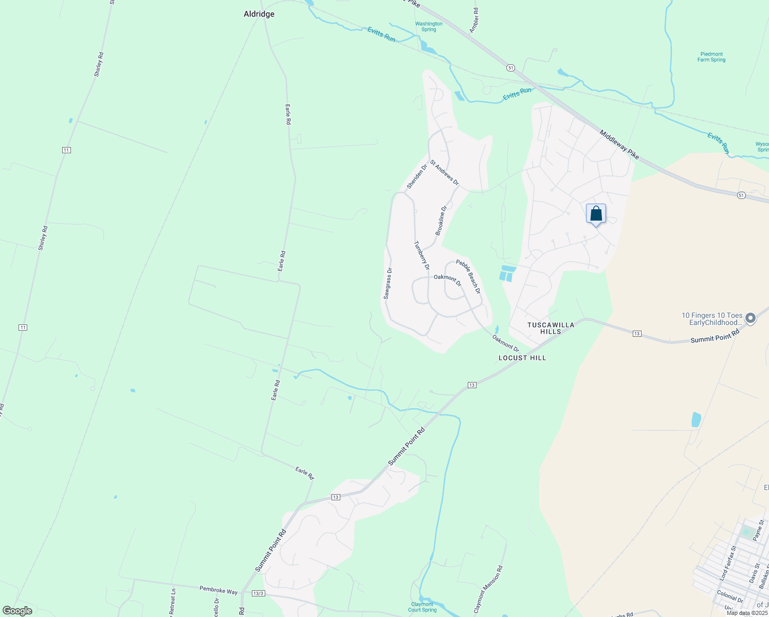map of restaurants, bars, coffee shops, grocery stores, and more near 361 Sawgrass Drive in Charles Town