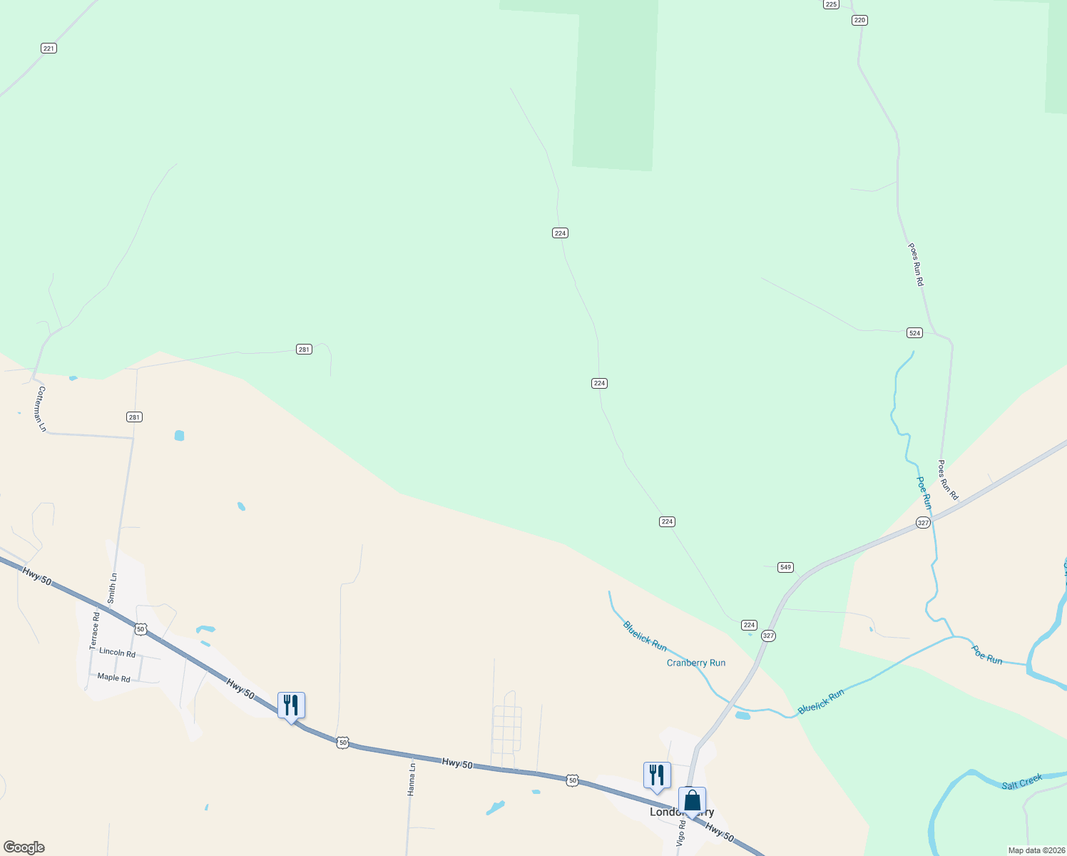 map of restaurants, bars, coffee shops, grocery stores, and more near in Londonderry