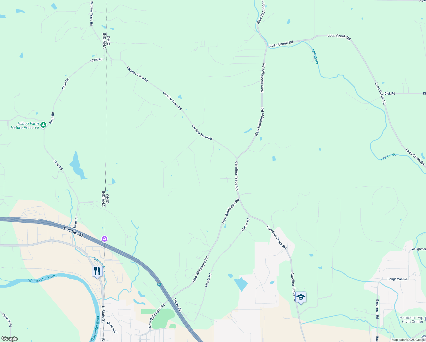 map of restaurants, bars, coffee shops, grocery stores, and more near 11102 Carolina Ridge in Harrison