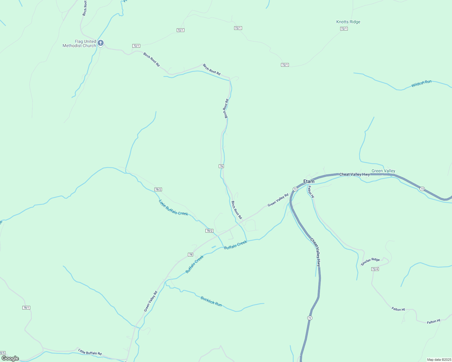 map of restaurants, bars, coffee shops, grocery stores, and more near 338 Birch Root Road in Rowlesburg