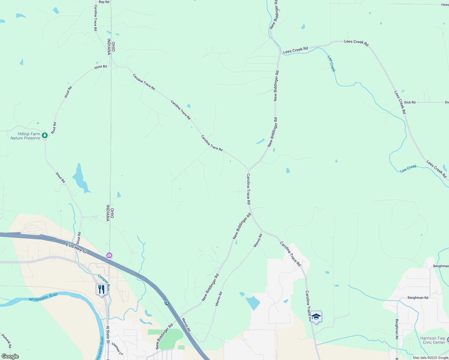 map of restaurants, bars, coffee shops, grocery stores, and more near 11102 Carolina Ridge in Harrison