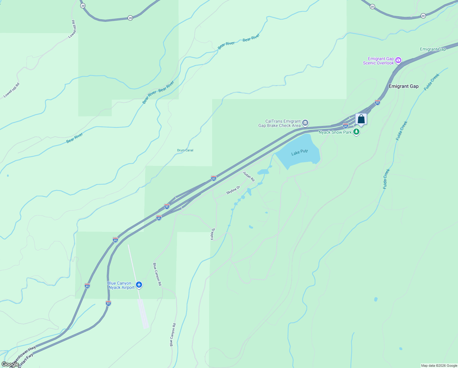 map of restaurants, bars, coffee shops, grocery stores, and more near 41080 Putt Road in Emigrant Gap