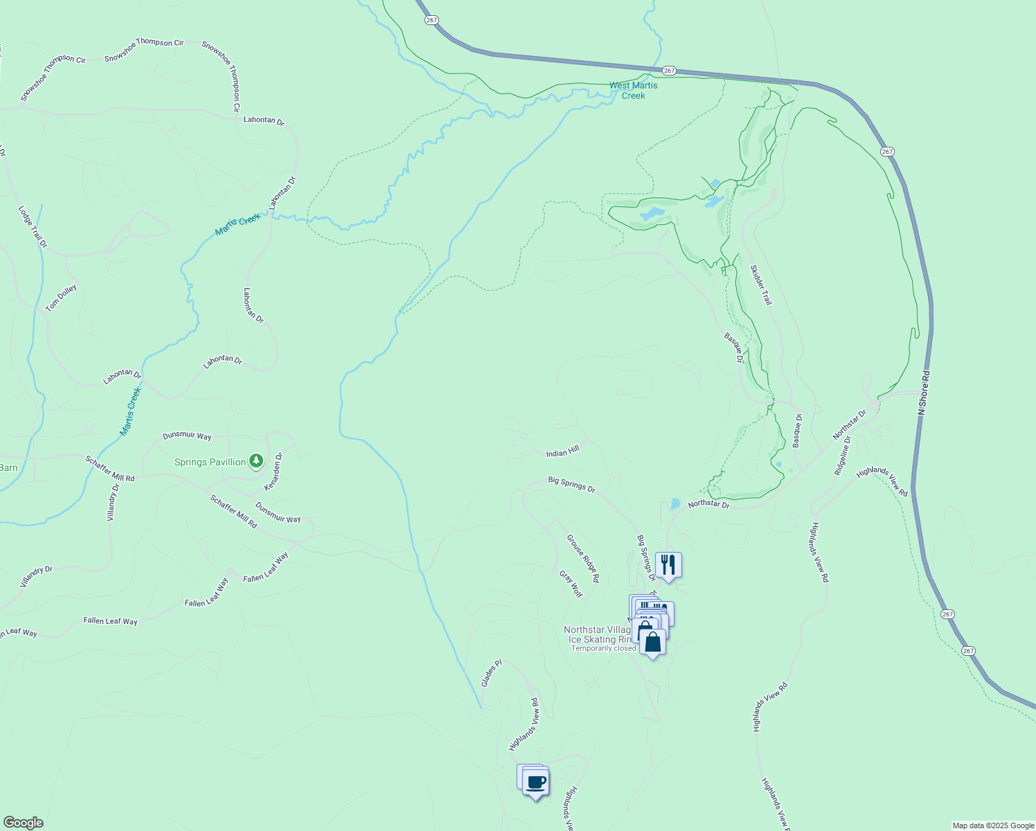 map of restaurants, bars, coffee shops, grocery stores, and more near 6114 Rocky Point in Truckee