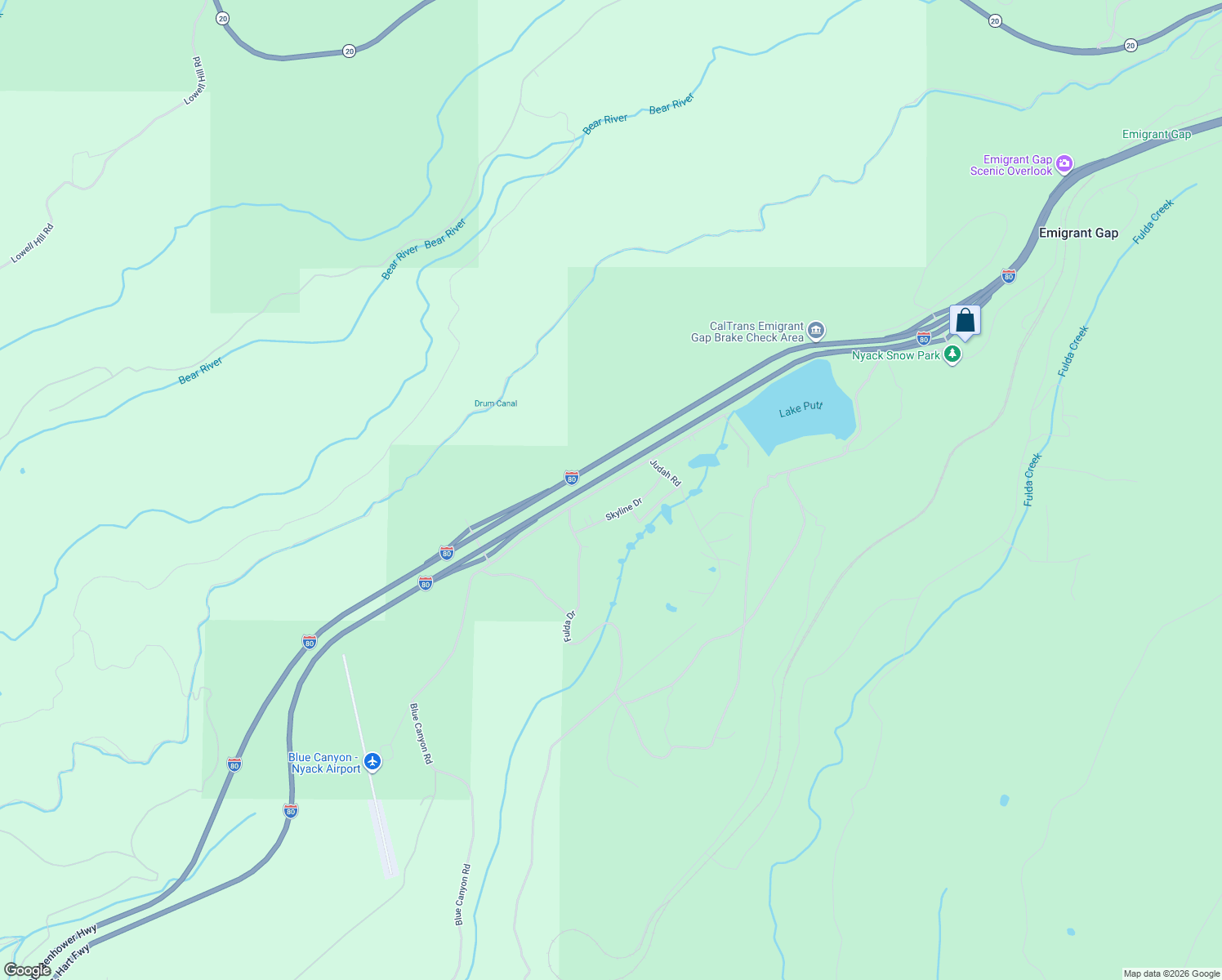 map of restaurants, bars, coffee shops, grocery stores, and more near 41080 Putt Road in Emigrant Gap