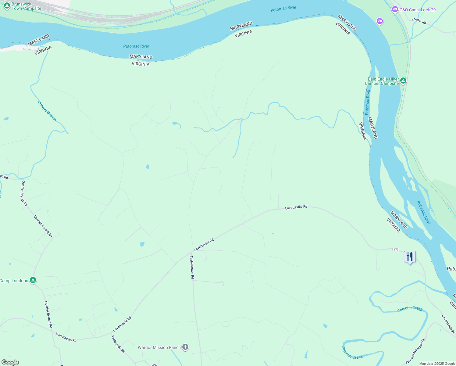 map of restaurants, bars, coffee shops, grocery stores, and more near 40974 Prospect Farm Ln in Lovettsville