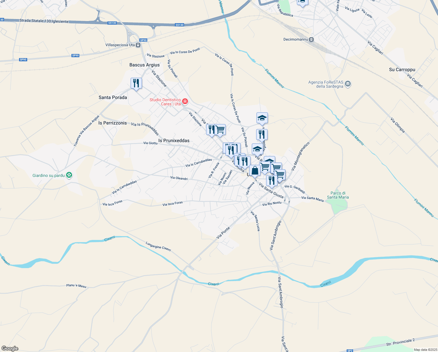 map of restaurants, bars, coffee shops, grocery stores, and more near 10 Via Iglesias in Uta