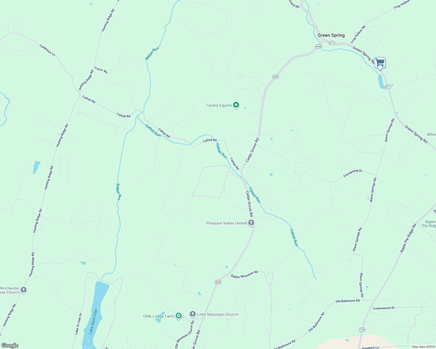 map of restaurants, bars, coffee shops, grocery stores, and more near 325 Mountain Laurel Lane in Winchester