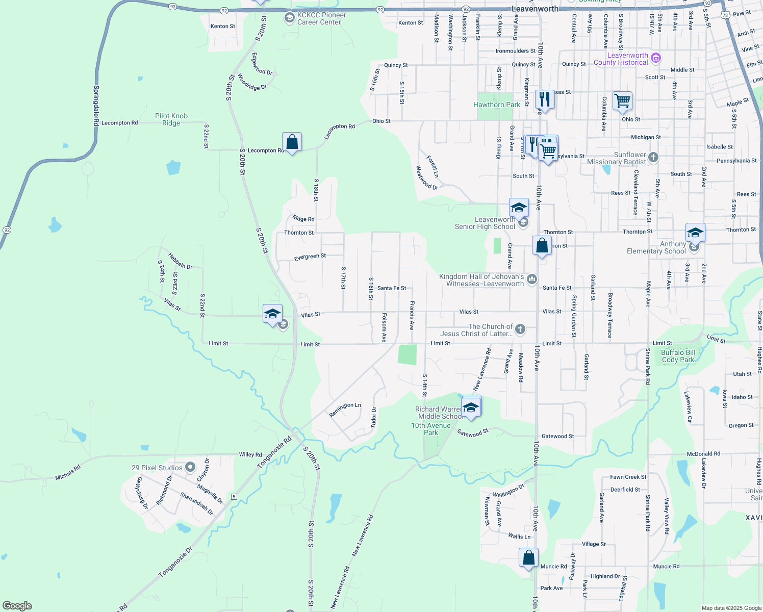 map of restaurants, bars, coffee shops, grocery stores, and more near 2608 Folsom Street in Leavenworth