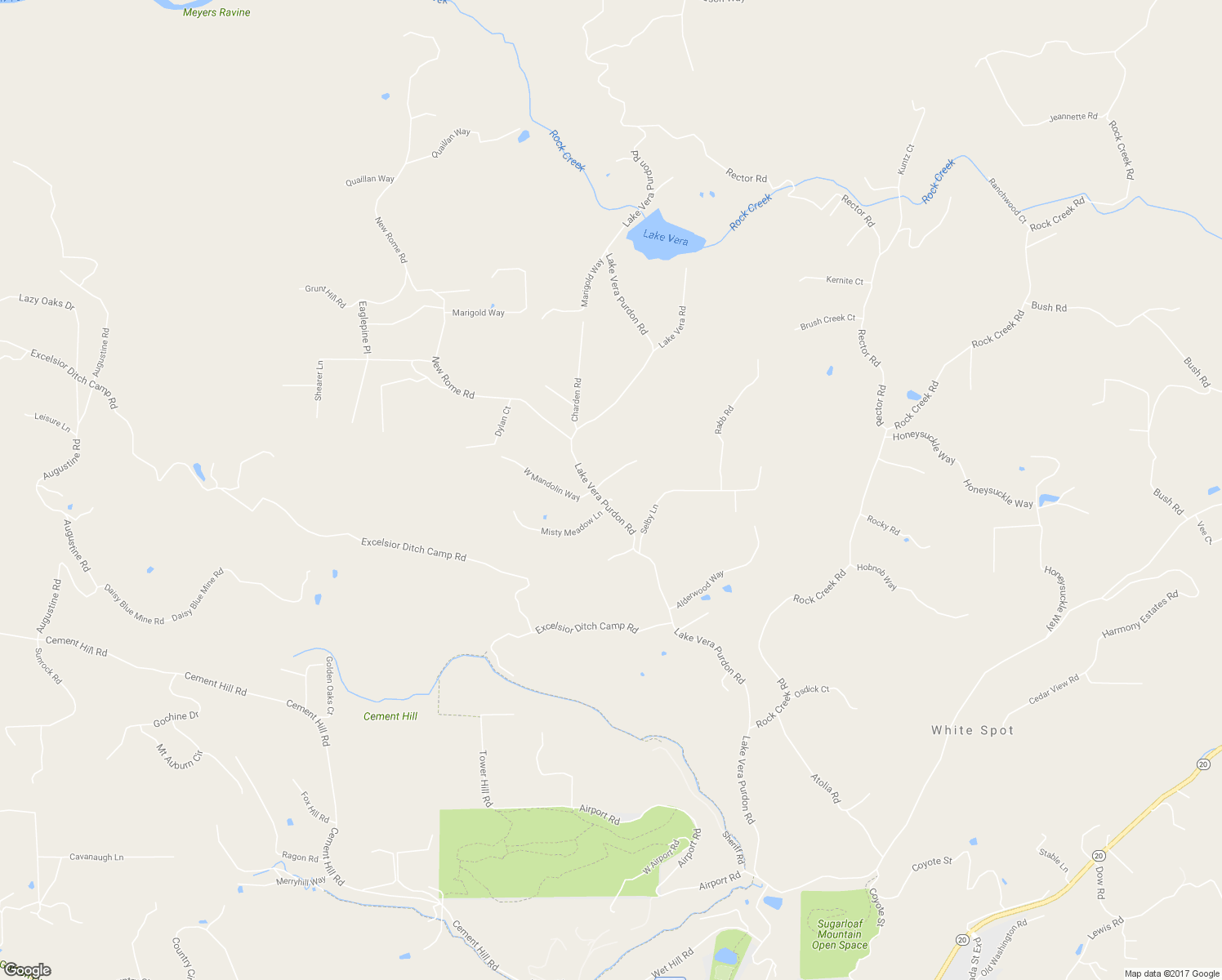 map of restaurants, bars, coffee shops, grocery stores, and more near 16661 Lake Vera Purdon Road in Nevada City