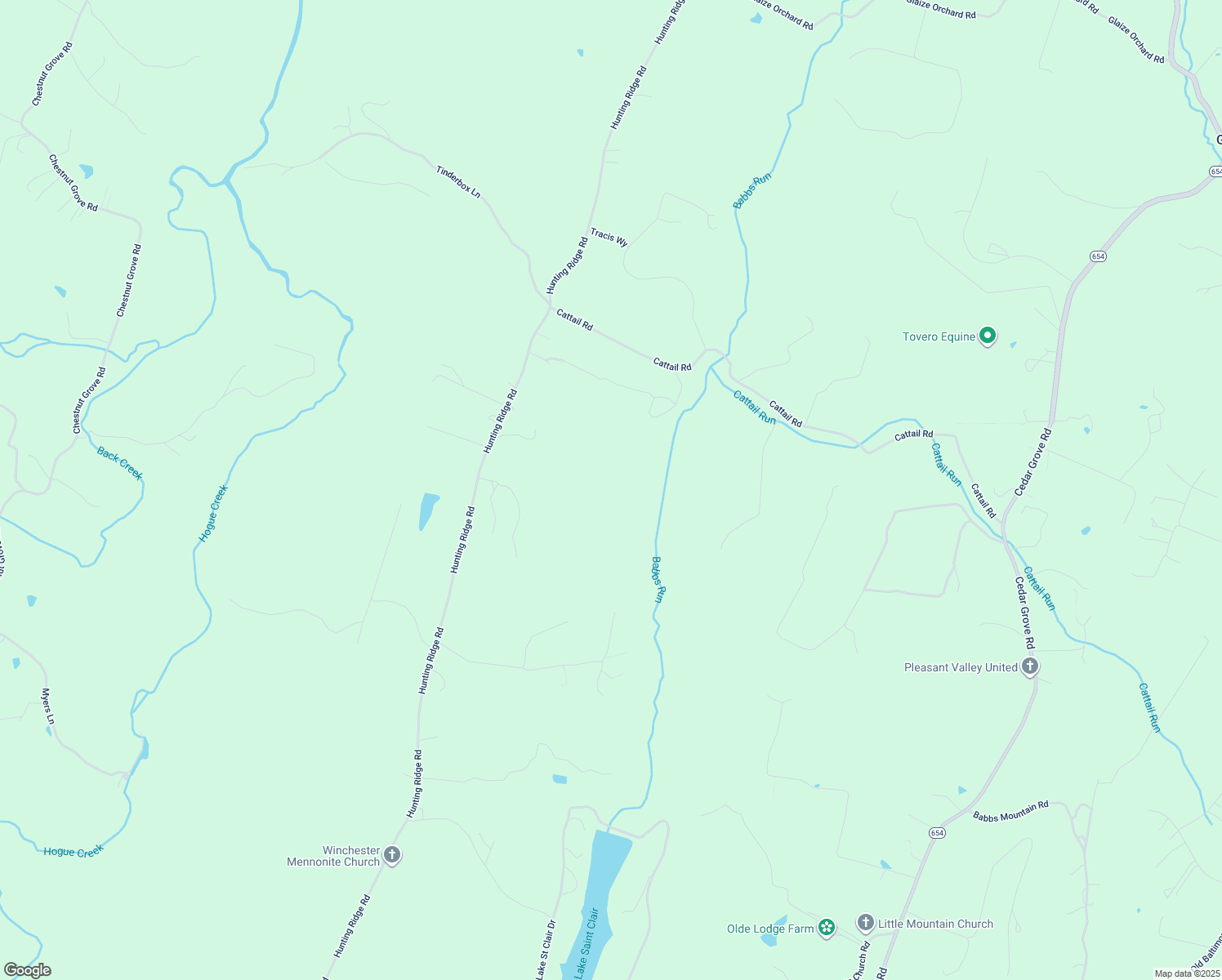 map of restaurants, bars, coffee shops, grocery stores, and more near 1374 Hunting Ridge Road in Winchester