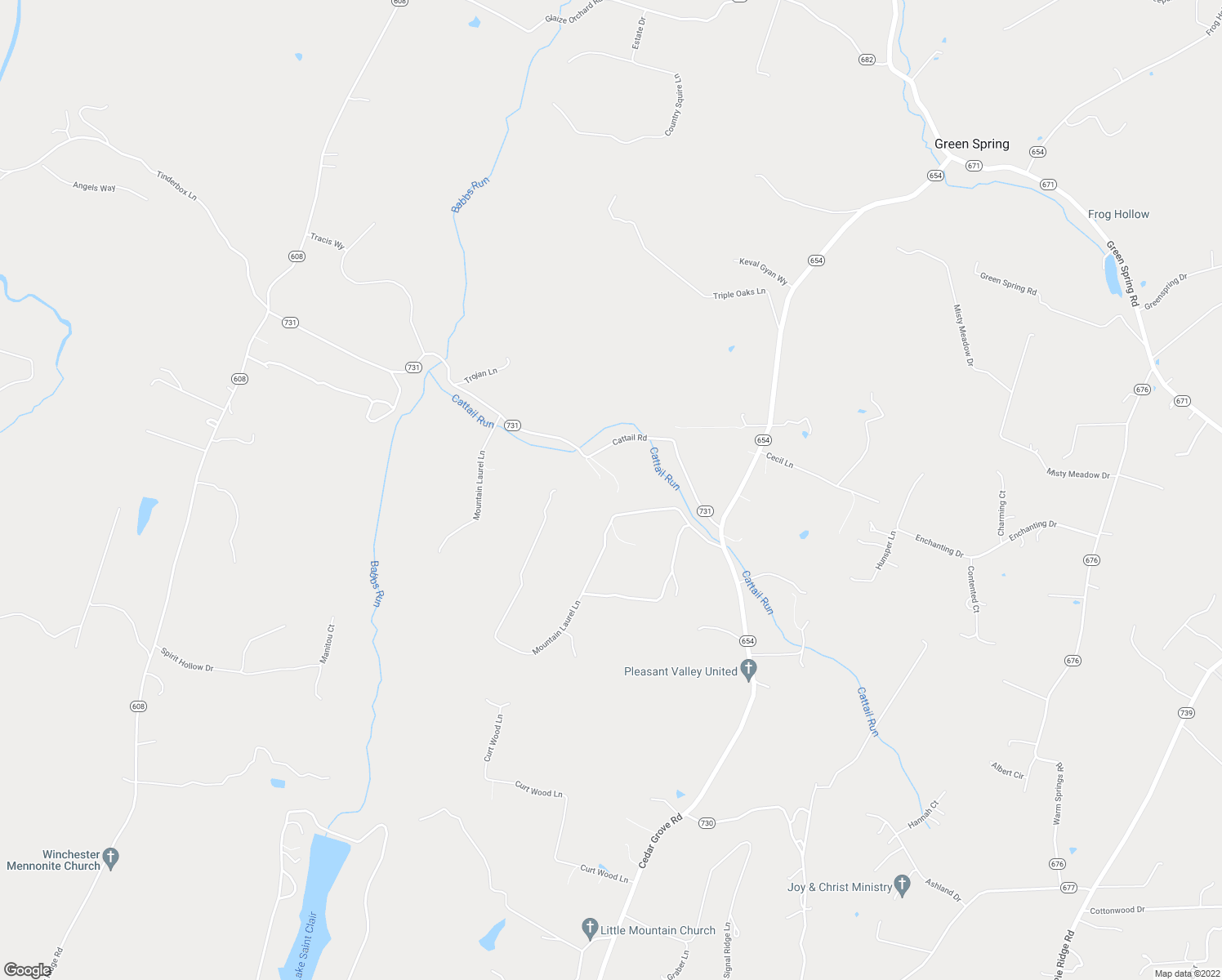 map of restaurants, bars, coffee shops, grocery stores, and more near 365 Cattail Road in Winchester