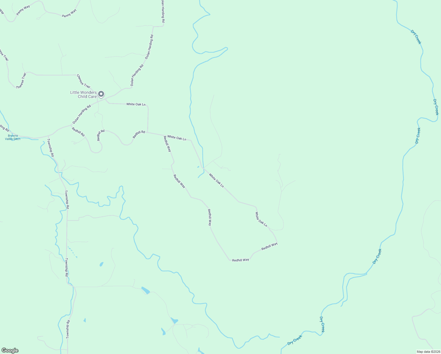 map of restaurants, bars, coffee shops, grocery stores, and more near 7521 White Oak Lane in Browns Valley