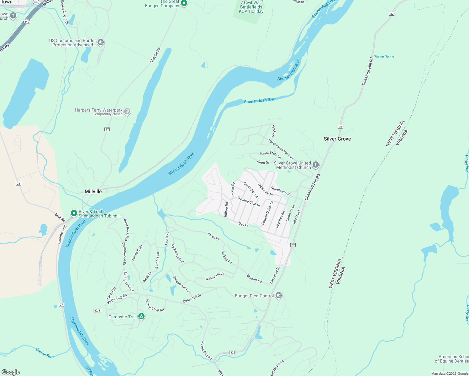 map of restaurants, bars, coffee shops, grocery stores, and more near 18 Old Hickory Pl in Harpers Ferry