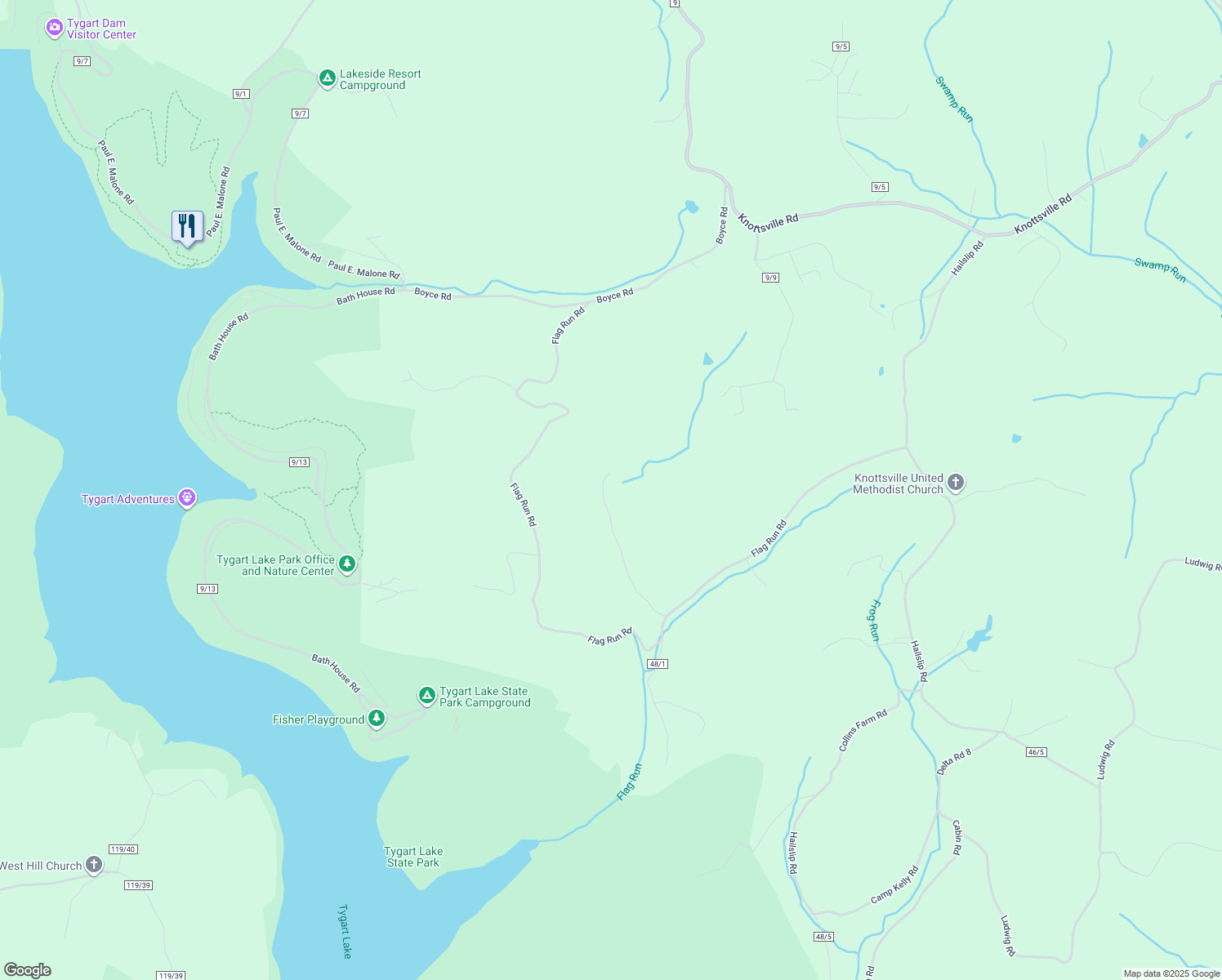 map of restaurants, bars, coffee shops, grocery stores, and more near 1137 Flag Run Road in Grafton