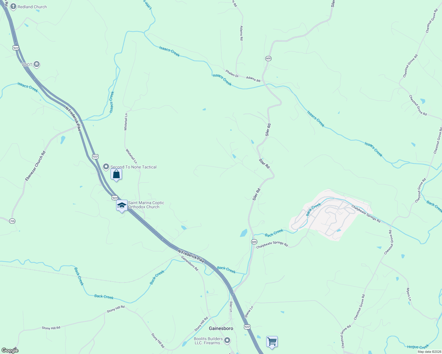 map of restaurants, bars, coffee shops, grocery stores, and more near 235 Peppermint Spring Lane in Winchester