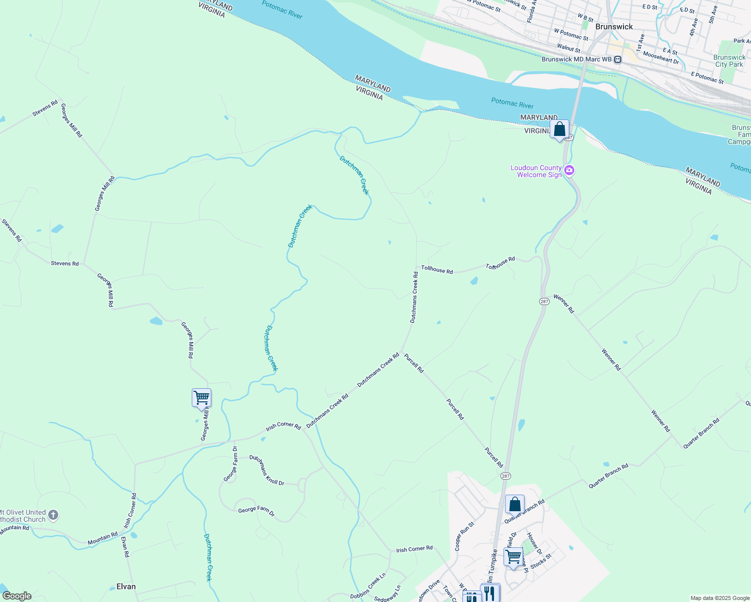 map of restaurants, bars, coffee shops, grocery stores, and more near 39145 Twincreek Ln in Lovettsville