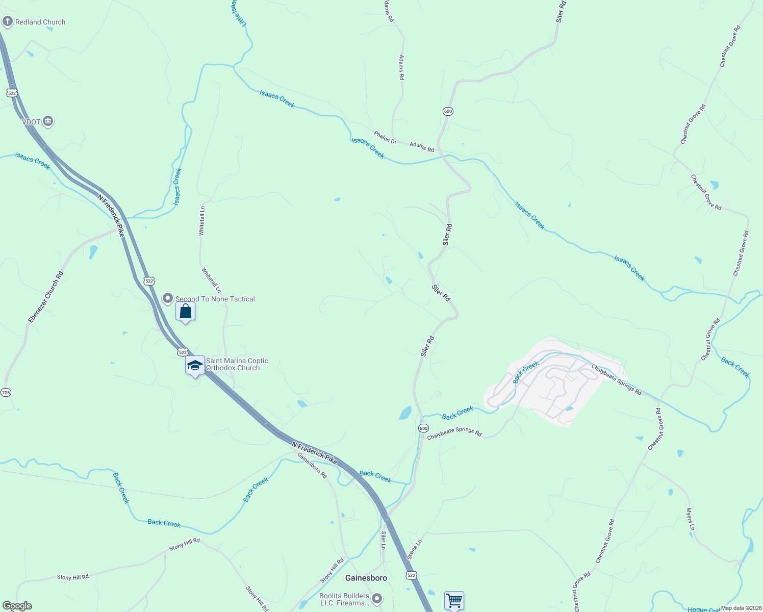 map of restaurants, bars, coffee shops, grocery stores, and more near 235 Peppermint Spring Lane in Winchester
