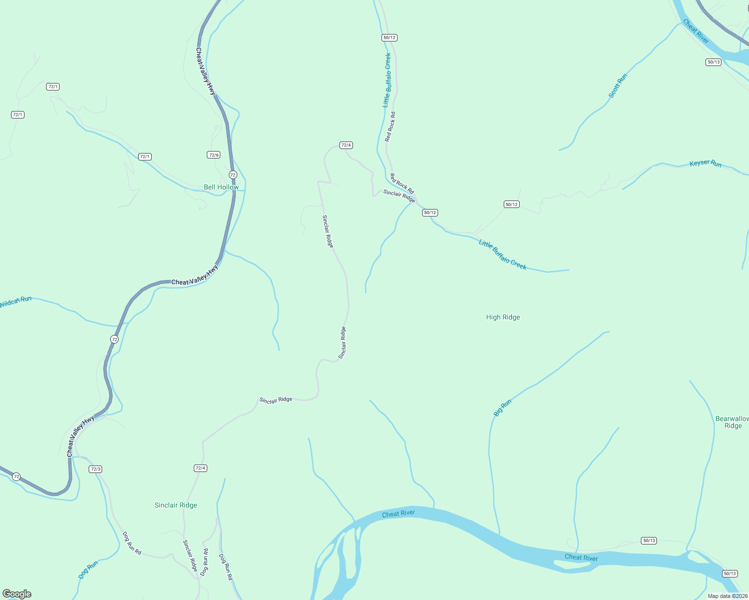 map of restaurants, bars, coffee shops, grocery stores, and more near 4304 Sinclair Ridge in Rowlesburg