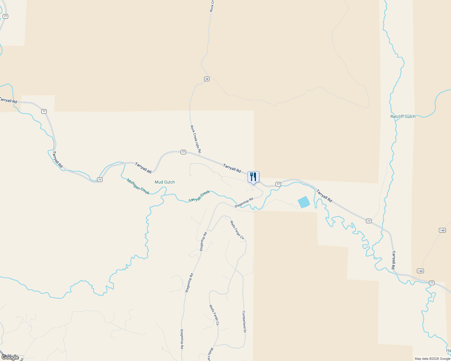 map of restaurants, bars, coffee shops, grocery stores, and more near 102 Way Station Court in Jefferson
