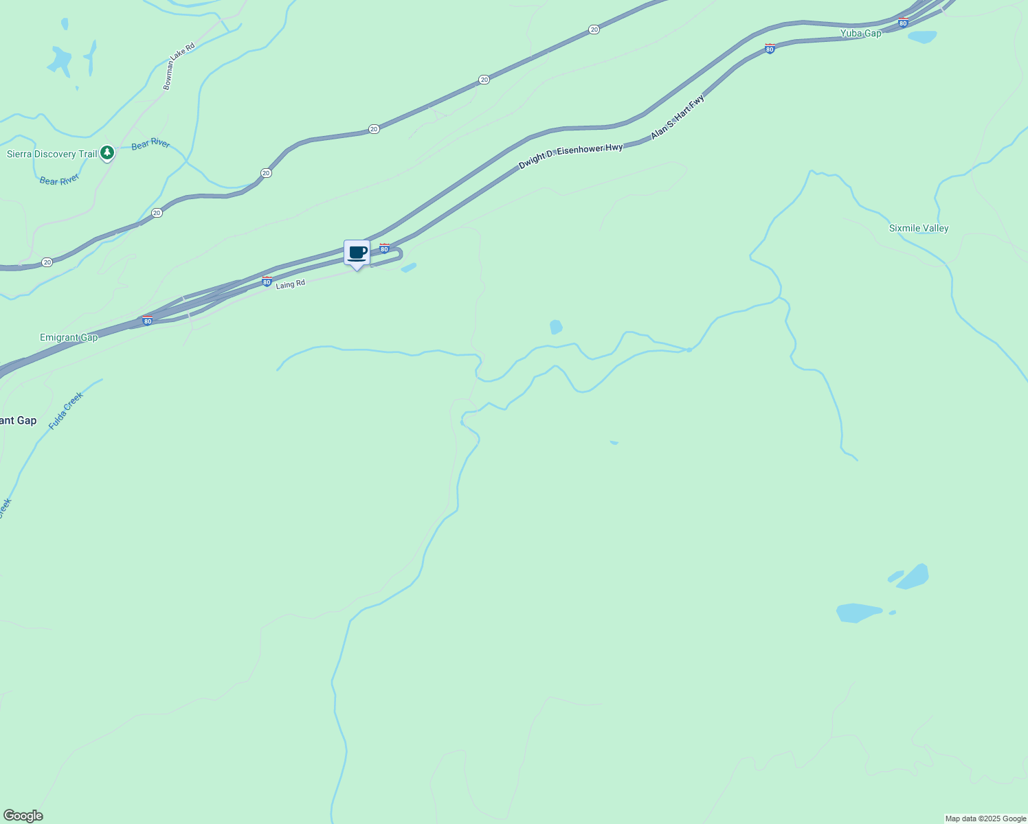 map of restaurants, bars, coffee shops, grocery stores, and more near 478 North Fork Place in Emigrant Gap