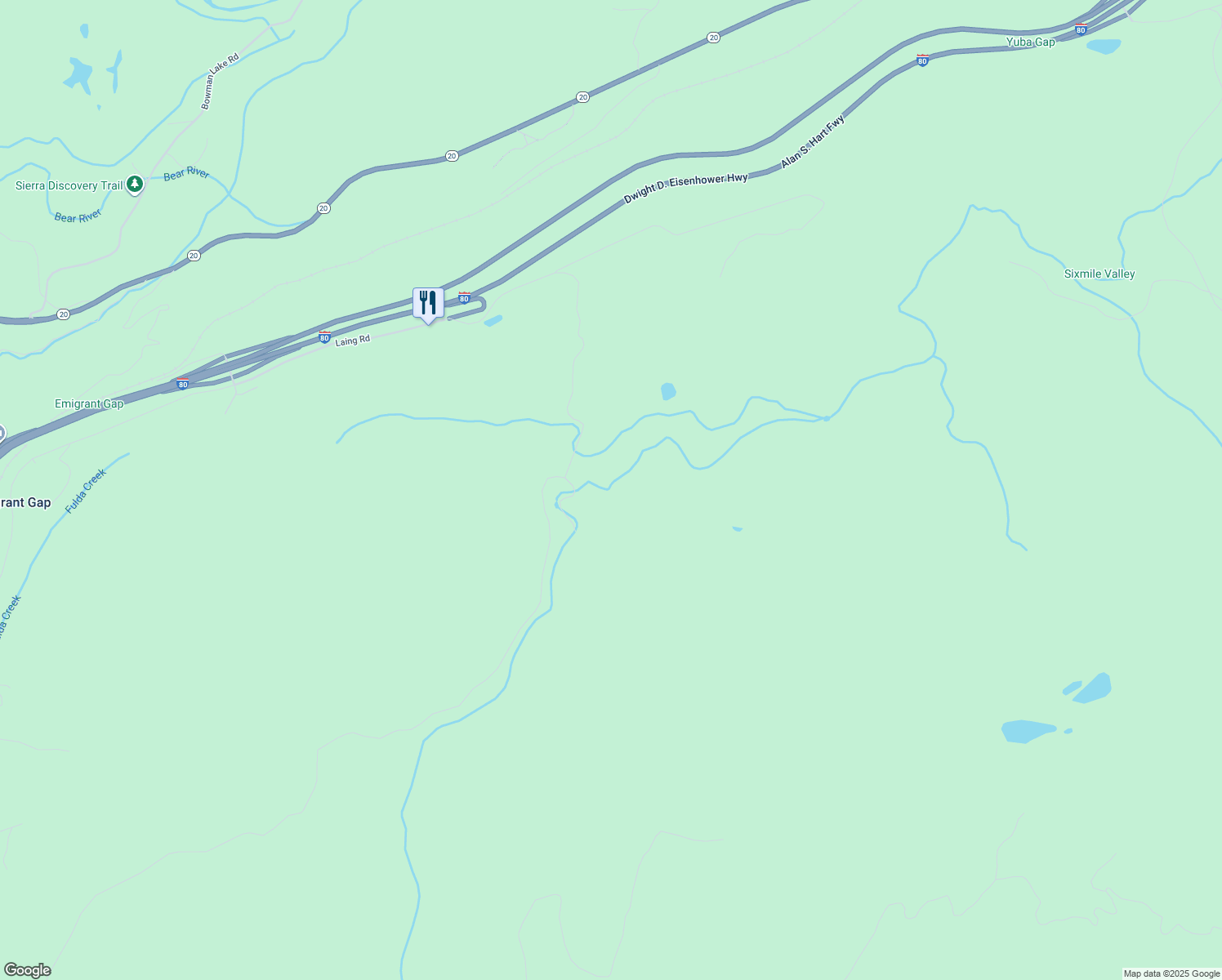 map of restaurants, bars, coffee shops, grocery stores, and more near 478 North Fork Place in Emigrant Gap